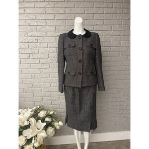 Le Suit Petite Women Gray Professional 2 Pcs Skirt Suit Set Size 6P